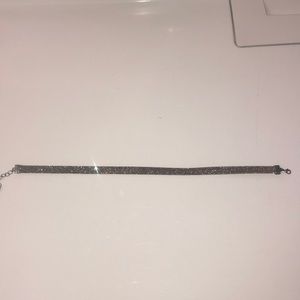 Metallic ribbon style choker necklace